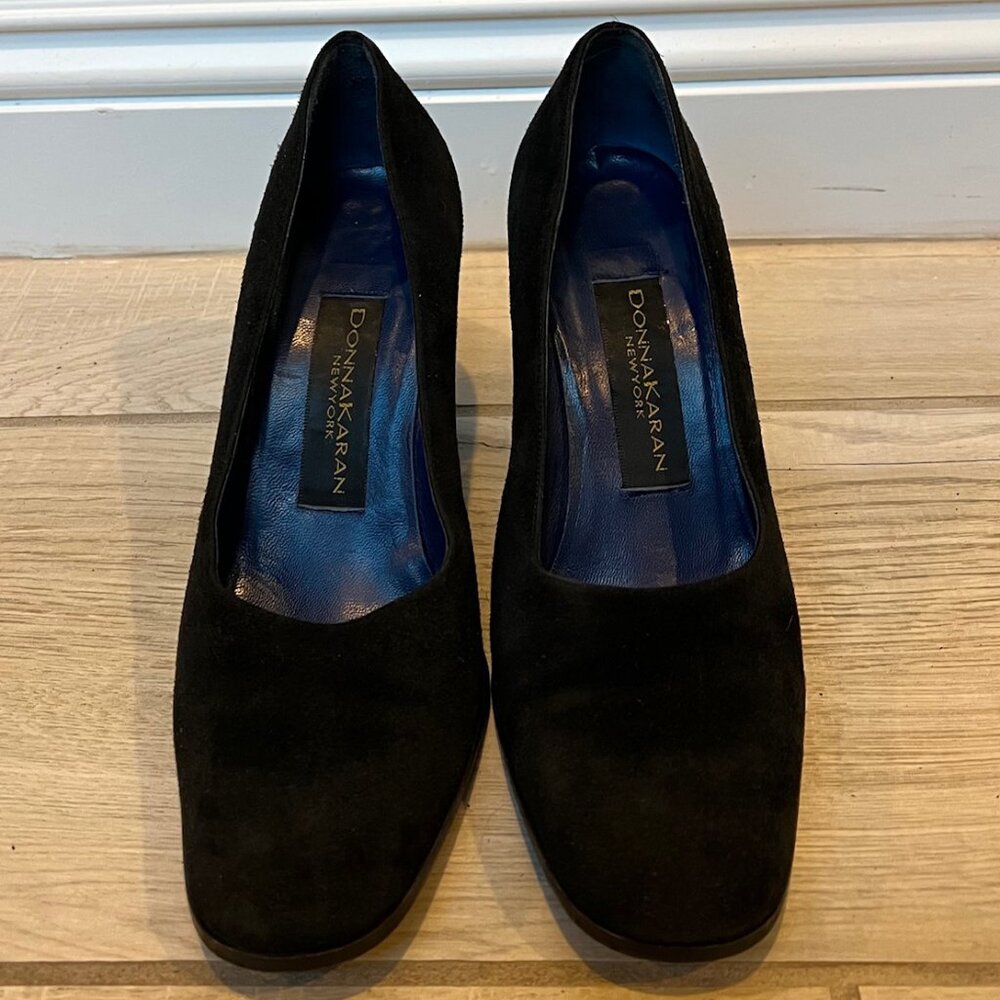 Donna Karan NY Black Suede Pump Heels 7.5